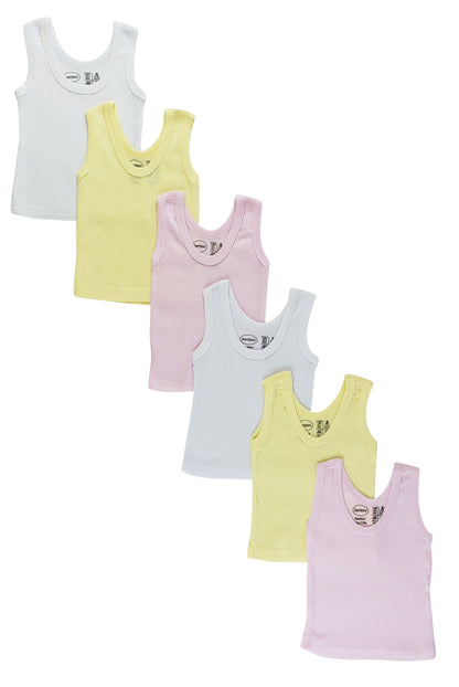 Girls Six Pack Pastel Tank Top 0366Pack