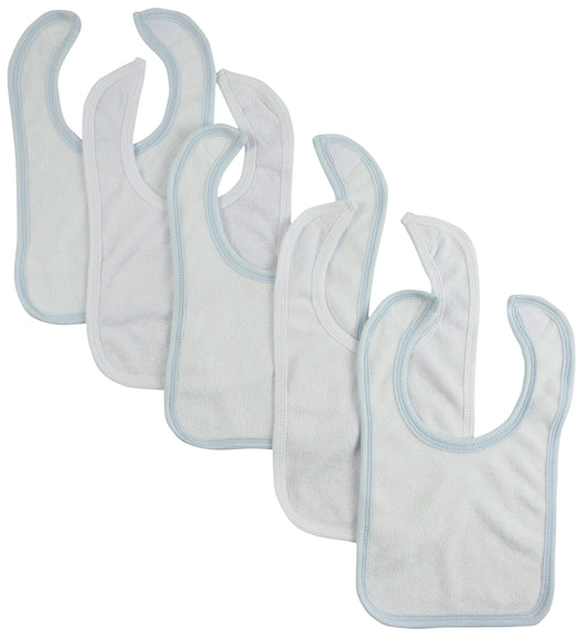 White Bib With Blue Trim and White Trim (Pack of 5) Blue-White.1024.5.Packs