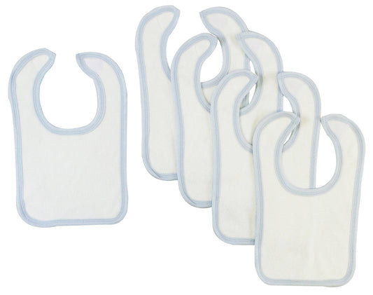 White Bib With Blue Trim (Pack of 5) Blue.1024.5.Packs