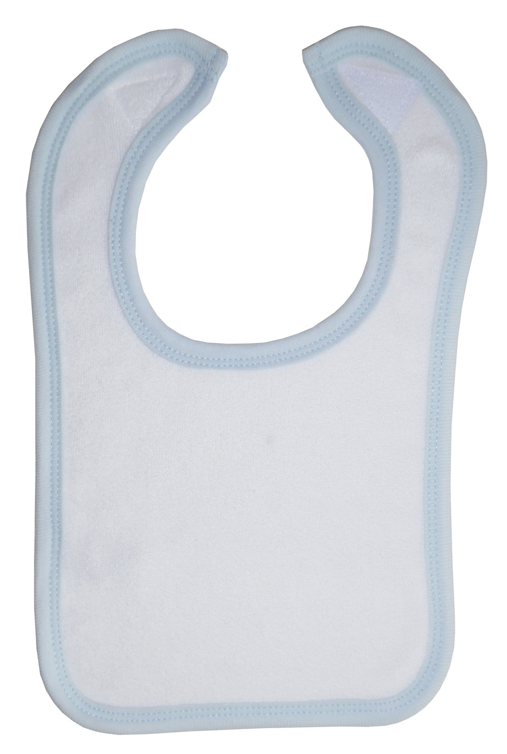 White Terry Bib with Blue Trim 1024WB