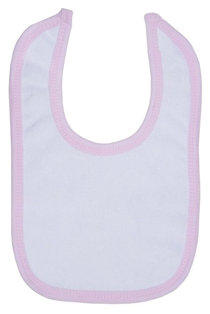 White Terry Bib with Pink Trim 1024WP