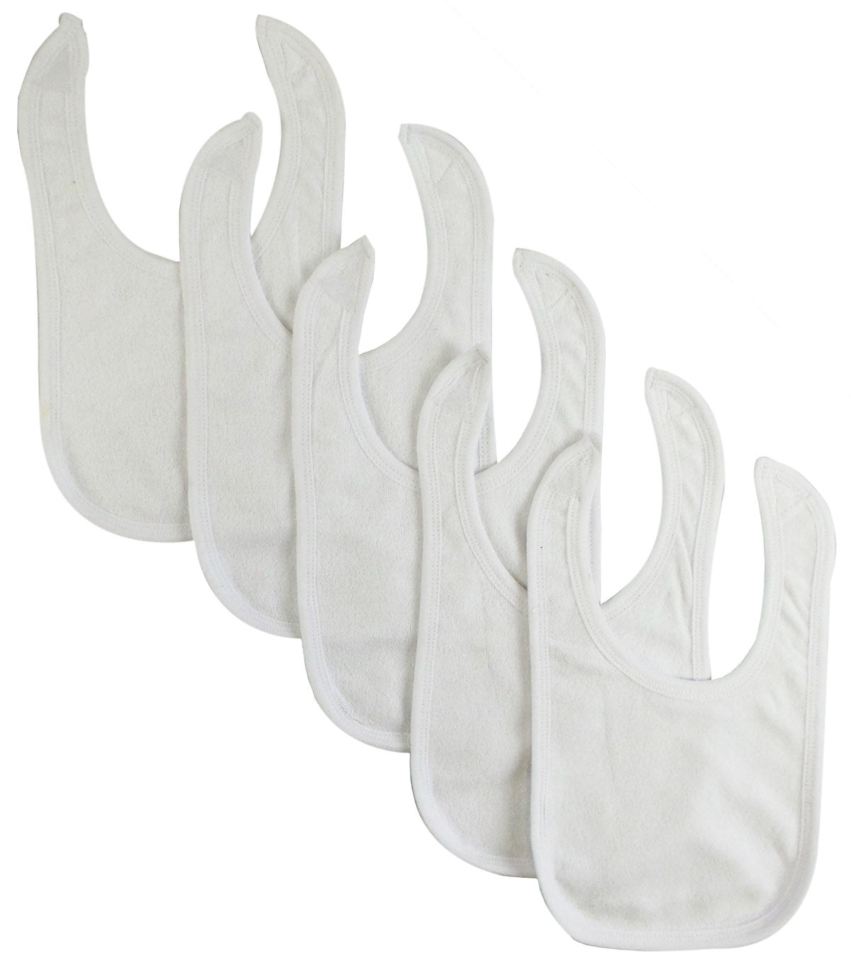 Solid White Bib (Pack of 5) White.1024.5.Packs