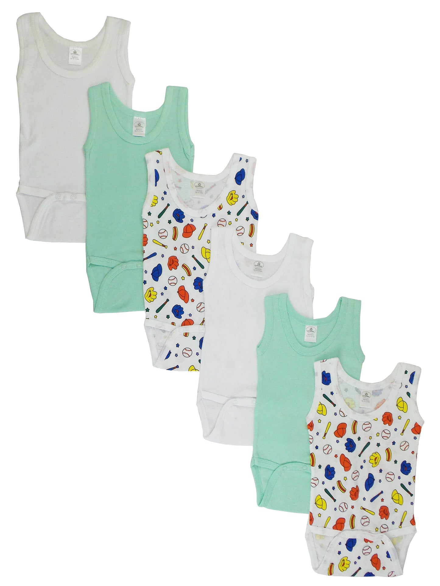 Boys Printed Tank Top 6 Pack 109-Baseball-109-Baseball