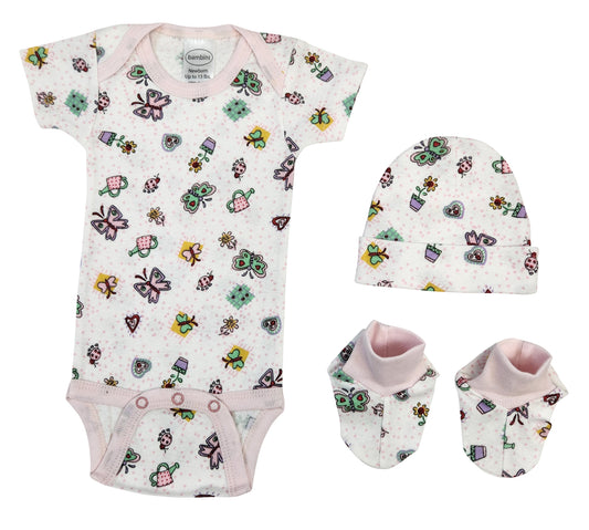 Newborn Baby Girl 3 Pc Layette Sets NC_0583