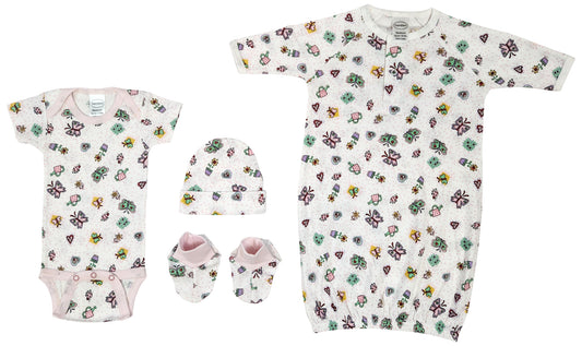 Newborn Baby Girl 4 Pc Layette Sets NC_0636