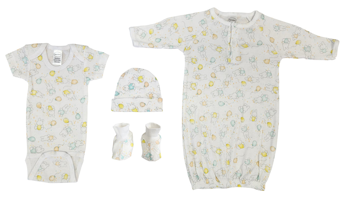 Unisex Newborn Baby 4 Pc Layette Sets NC_0671